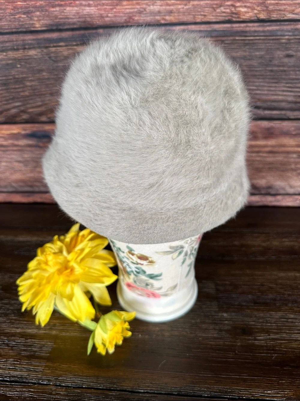 Kangol Furgora Bucket Hat in Light Gray with Embroidered Logo